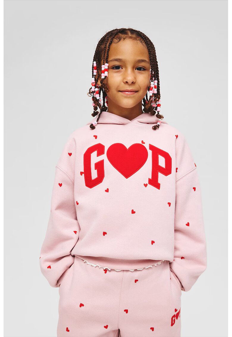 GAP Hanorac cu logo si model inima - Rosu/Roz pal