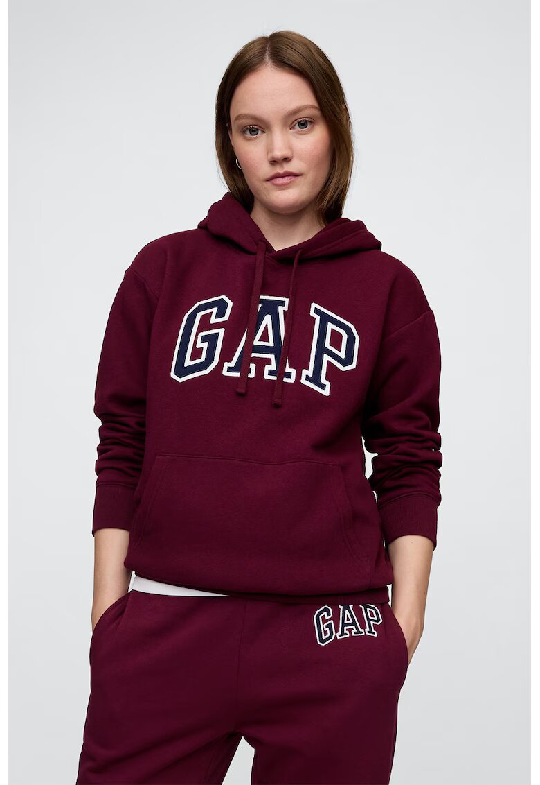 GAP Hanorac din amestec de bumbac cu logo - Alb/Visiniu/Bleumarin