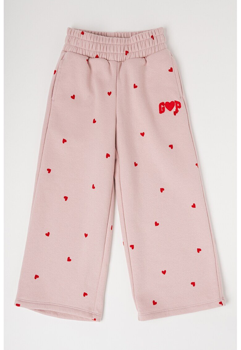 GAP Pantaloni cu croiala ampla si model inimi - Rosu/Roz deschis