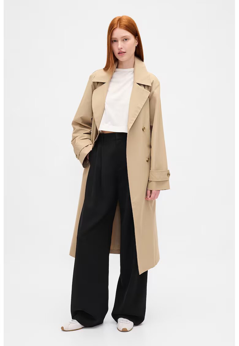 GAP Pantaloni cu croiala ampla si talie inalta - Negru