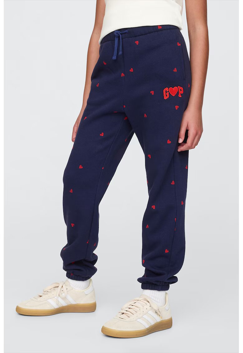 GAP Pantaloni de trening cu model cu inimi - Rosu/Bleumarin
