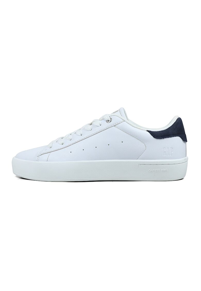 GAP Pantofi sport de piele ecologica cu garnituri de piele intoarsa - Alb/Bleumarin