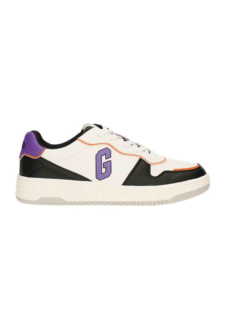 GAP Pantofi sport de piele ecologica cu model colorblock - Negru/Alb murdar/Ametist