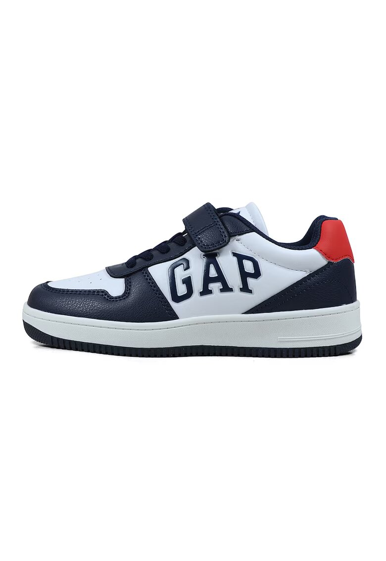 GAP Pantofi sport de piele ecologica cu velcro - Rosu/Bleumarin