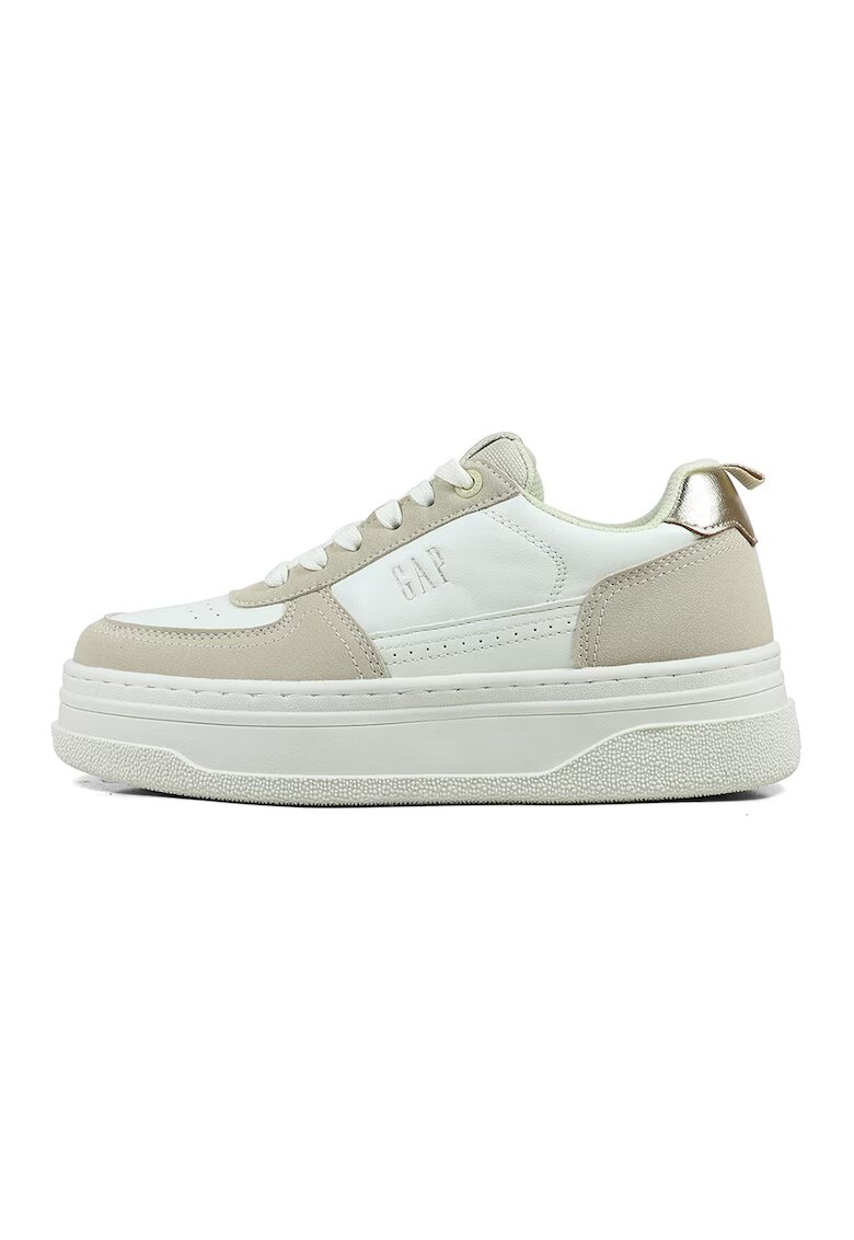 GAP Pantofi sport flatform de piele ecologica - Alb murdar