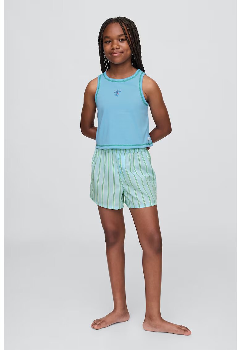 GAP Pijama scurta cu decolteu rotund - Verde deschis/Albastru deschis