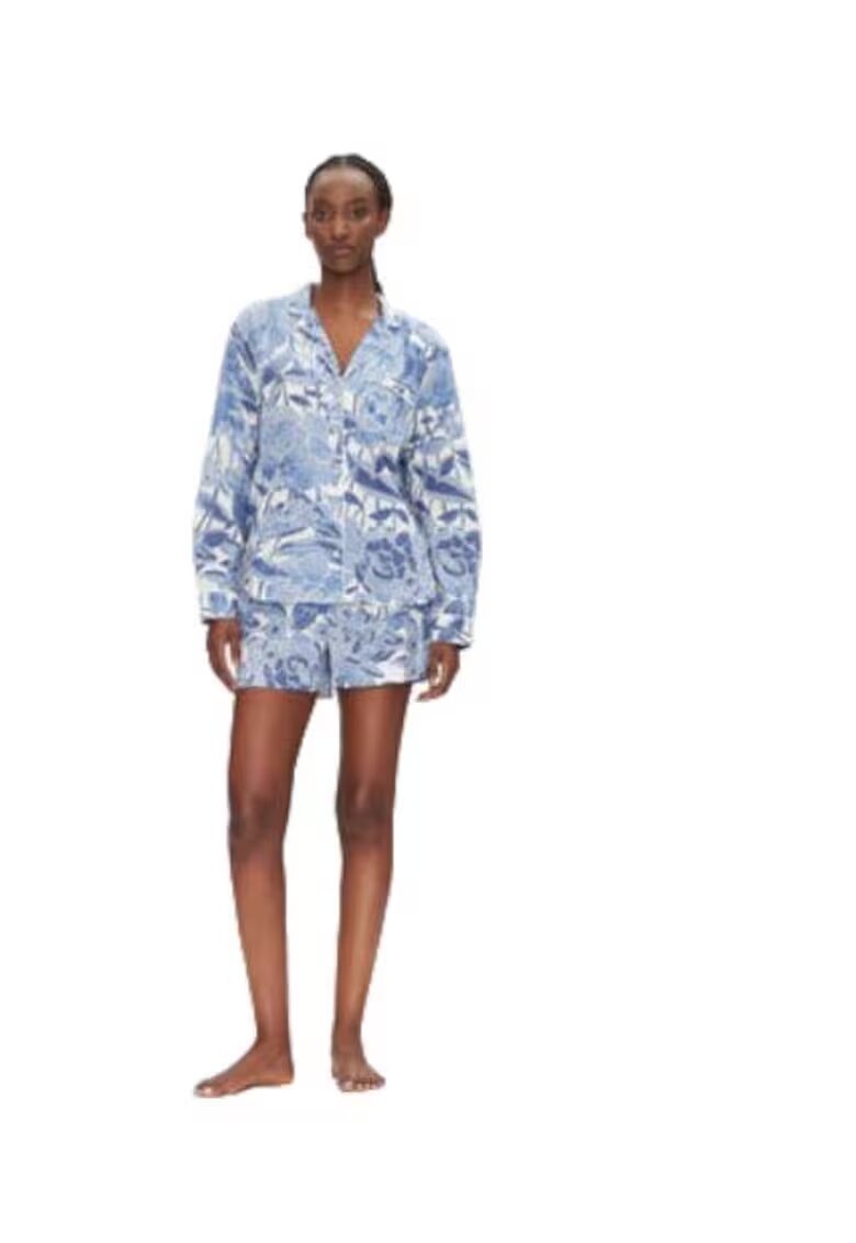 GAP Pijamale dama - floral - albastru - bumbac