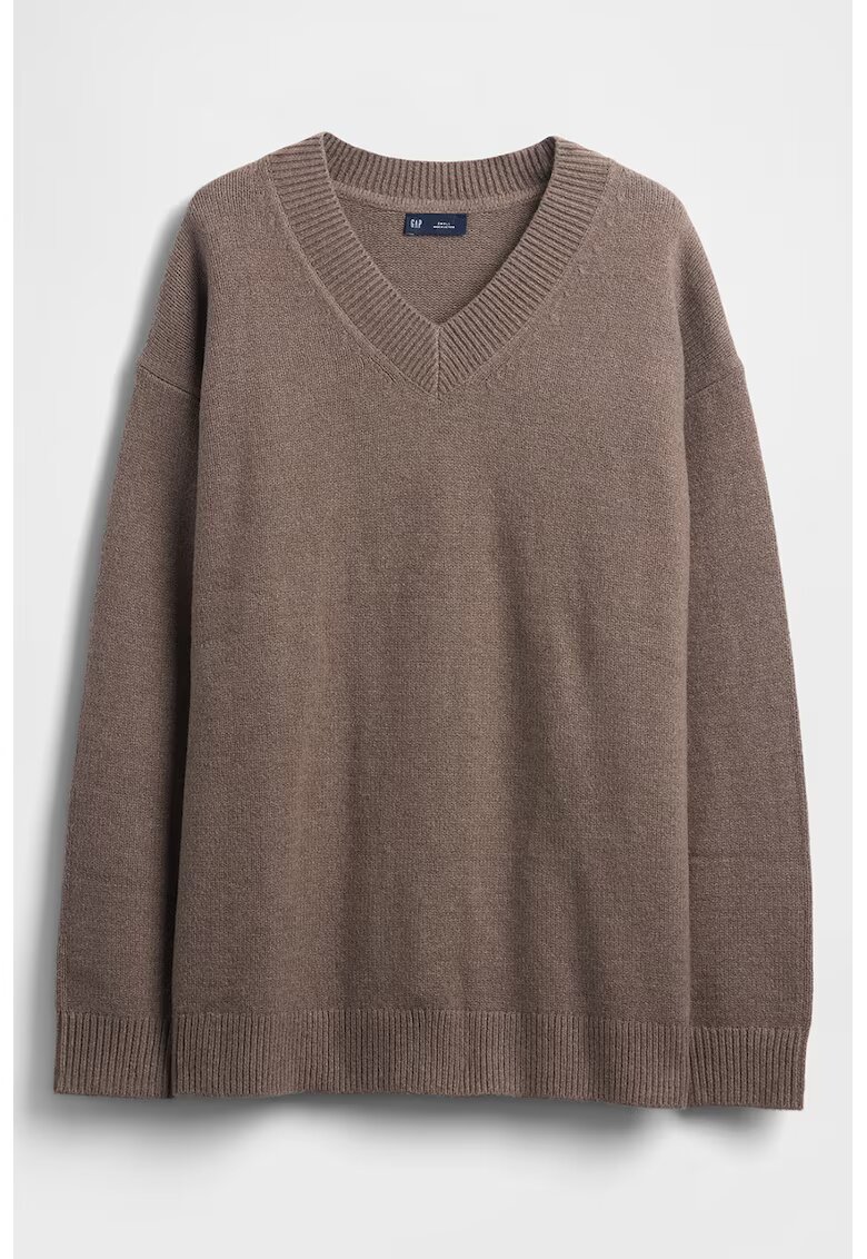 GAP Pulover lejera cu decolteu in V si maneci cazute - Maro taupe