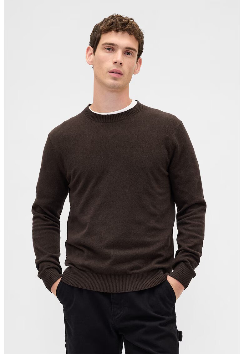 GAP Pulover slim fit cu decolteu la baza gatului CashSoft - Negru/Alb optic