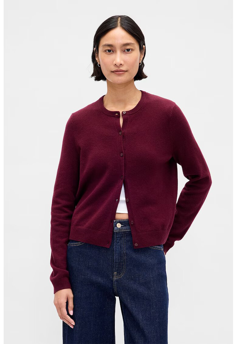GAP Pulover slim fit cu nasturi - Visiniu