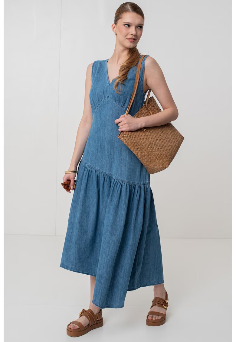 GAP Rochie asimetrica din denim - Albastru deschis