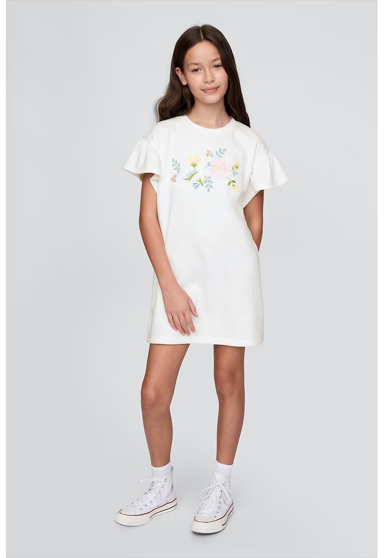 GAP Rochie cu maneci fluture - Alb/Verde/Albastru