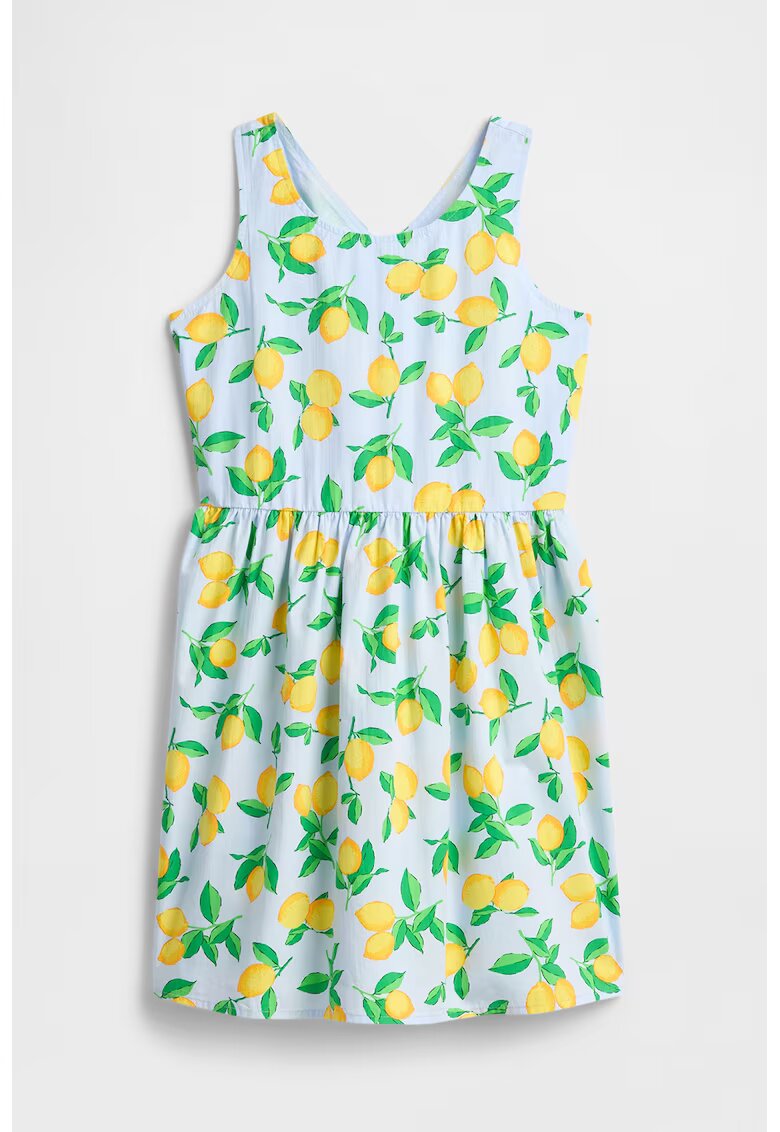 GAP Rochie evazata cu imprimeu cu fructe - Galben deschis/Albastru glaciar