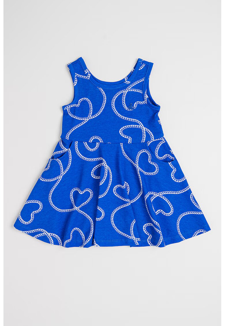 GAP Rochie scurta de bumbac - Alb/Albastru royal