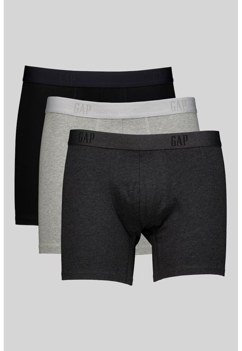 GAP Set de boxeri cu banda logo in talie - 3 perechi - Negru/Gri