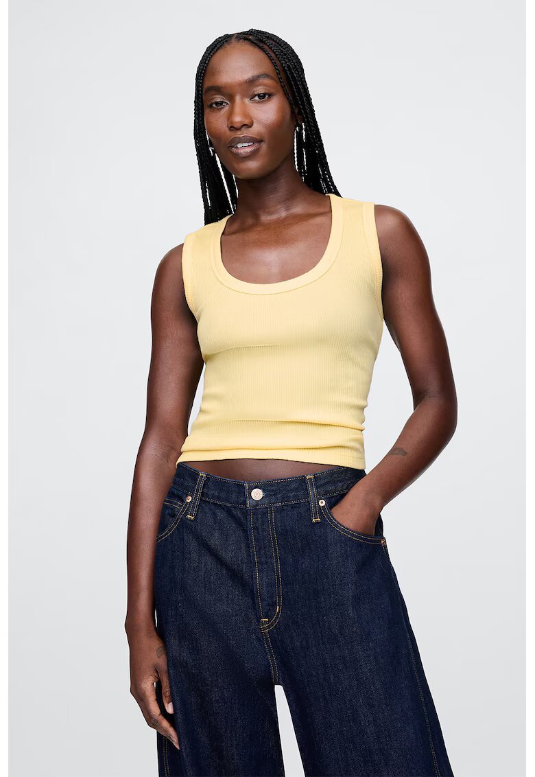 GAP Top slim fit striat - Galben