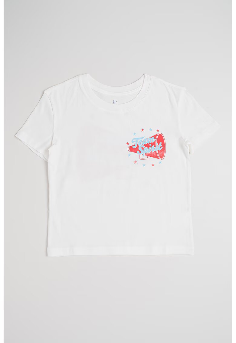 GAP Tricou cu decolteu la baza gatului - cu imprimeu - Rosu/Alb/Albastru deschis