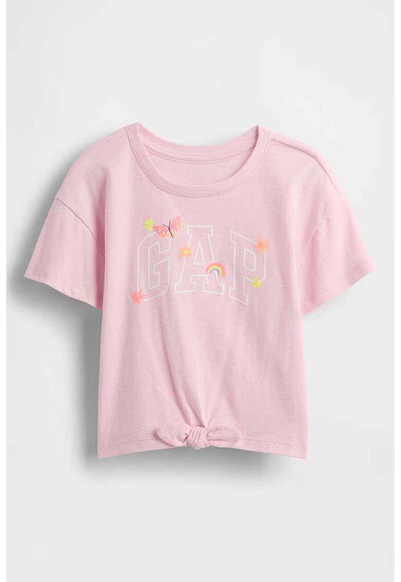 GAP Tricou cu detaliu nod - Roz pastel
