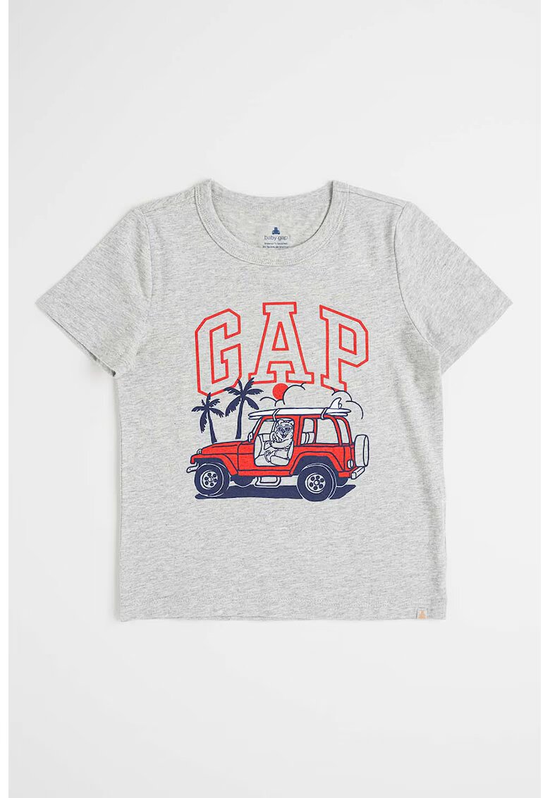 GAP Tricou cu imprimeu frontal - Gri deschis melange
