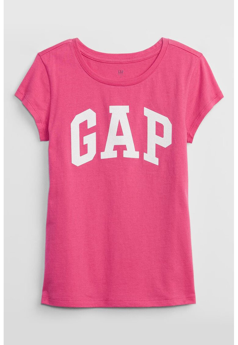 GAP Tricou cu imprimeu logo - Alb/Roz aprins