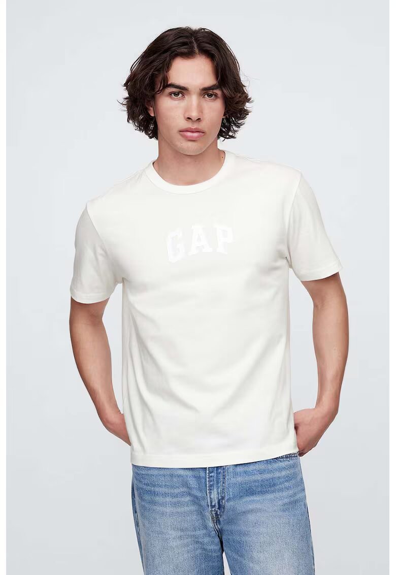 GAP Tricou cu imprimeu logo pe piept - Alb murdar