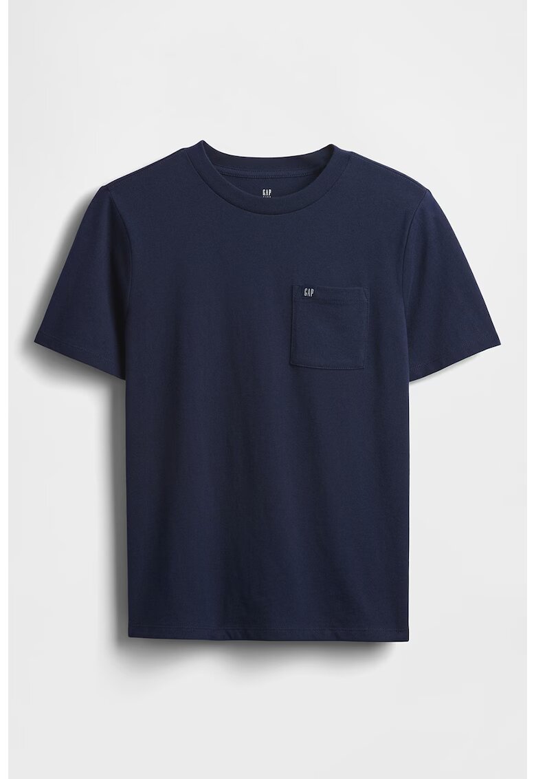 GAP Tricou de bumbac cu decolteu la baza gatului - Bleumarin