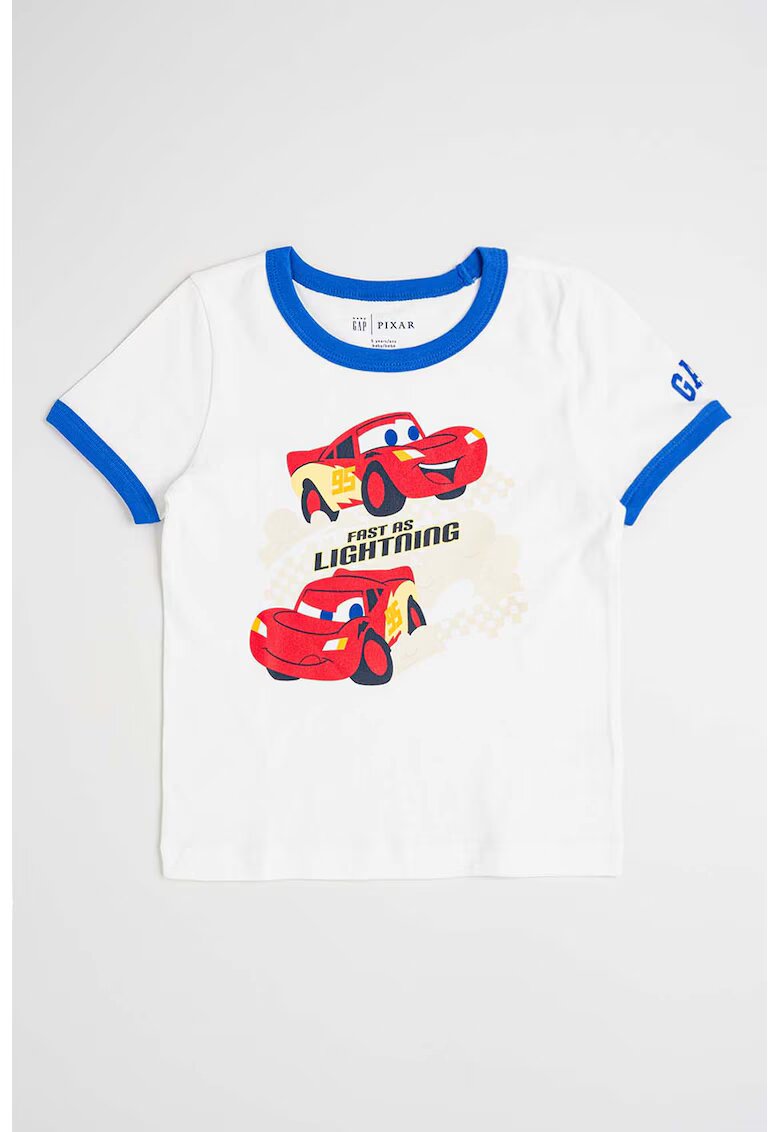 GAP Tricou de bumbac cu detalii contrastante - Alb/Albastru