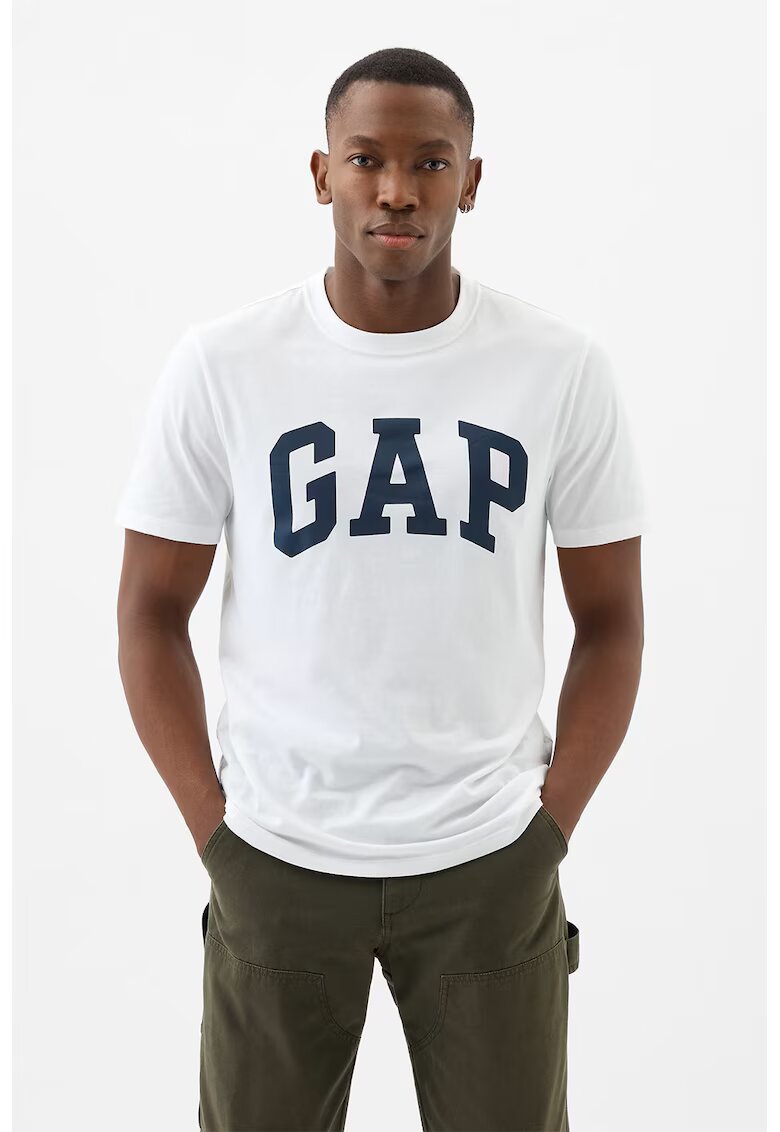 GAP Tricou de bumbac cu imprimeu logo - Alb