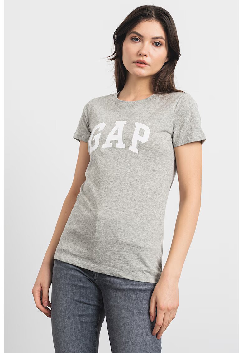 GAP Tricou de bumbac cu imprimeu logo - Gri melange