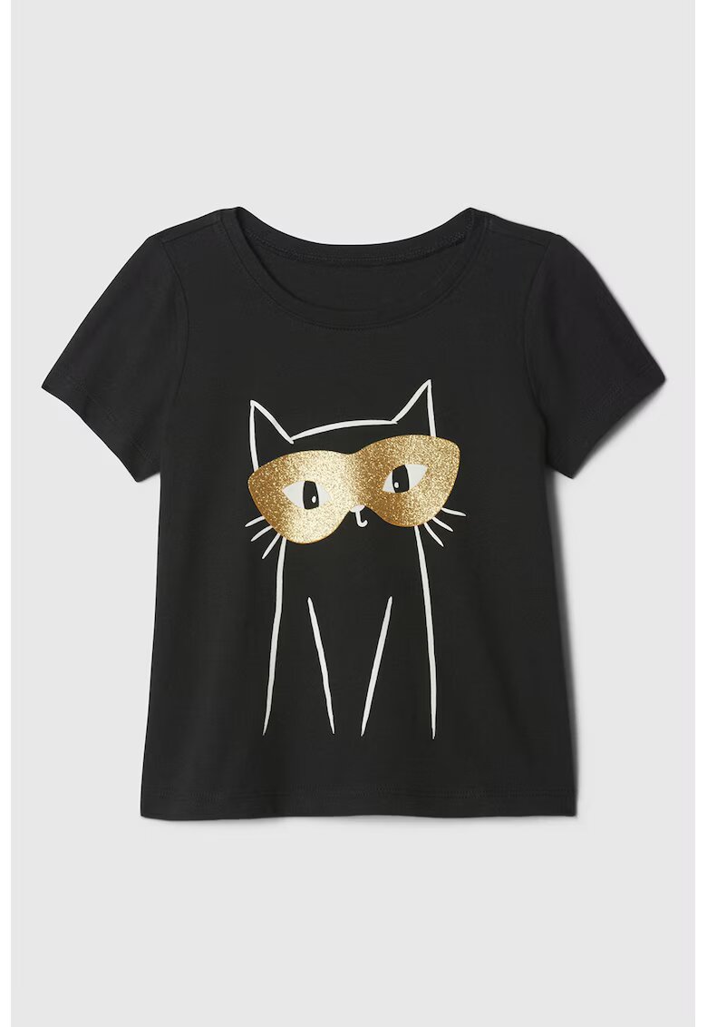 GAP Tricou de bumbac cu imprimeu - Negru