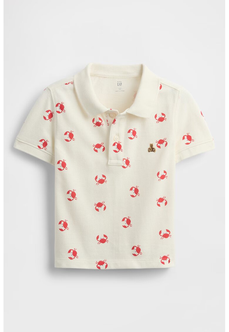 GAP Tricou polo cu imprimeu - Rosu/Alb fildes