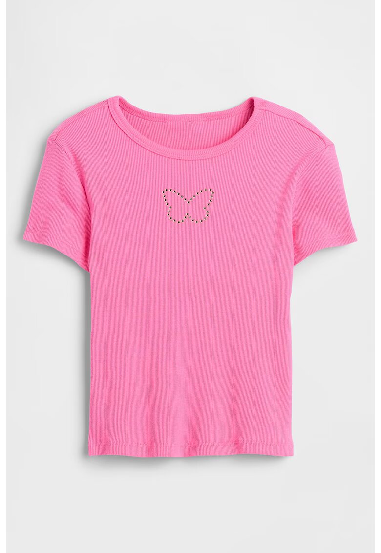 GAP Tricou striat cu decolteu rotund - Fucsia