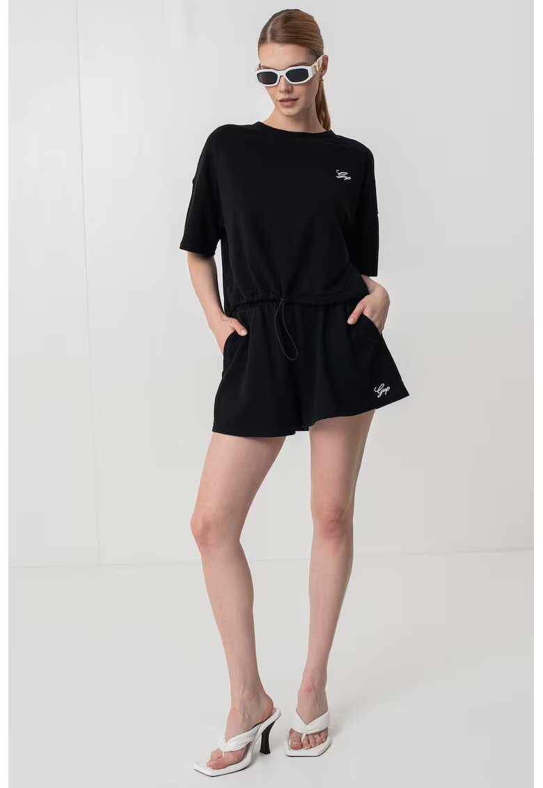 GAP Tricou supradimensionat cu snur in talie - Negru