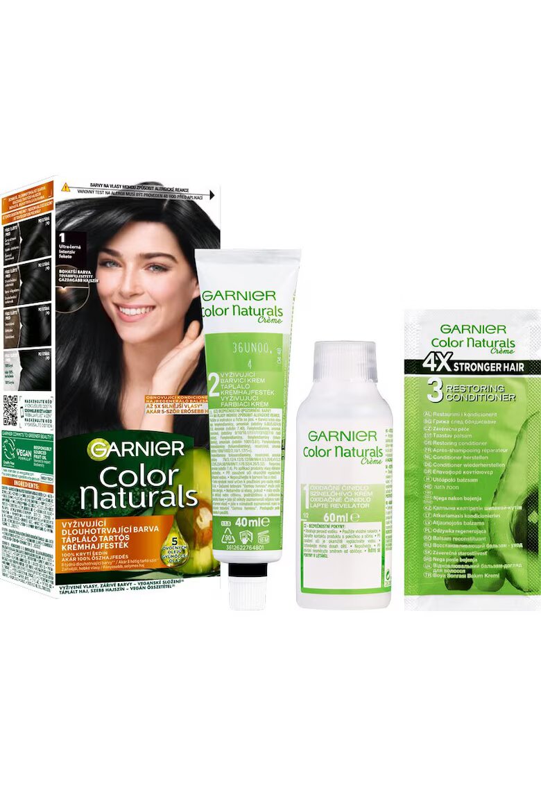 Garnier Vopsea de par permanenta Color Naturals 1 Ultra negru - 60+40+12ml