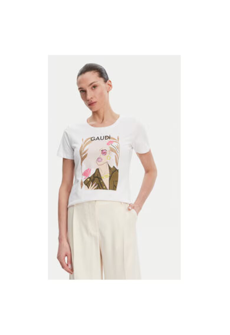 Gaudi Tricou dama 511BD64035 - Bumbac - Alb - Alb