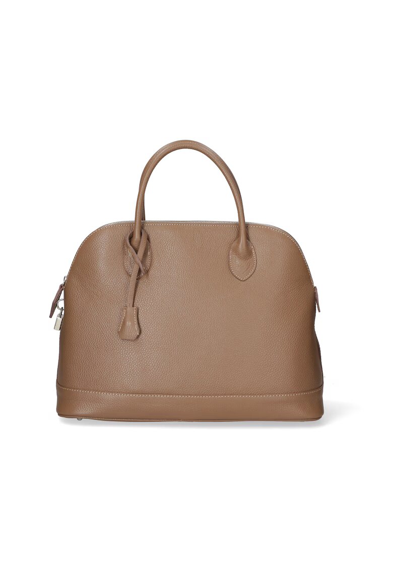 Gave Lux Geanta bowler de piele texturata - Maro taupe