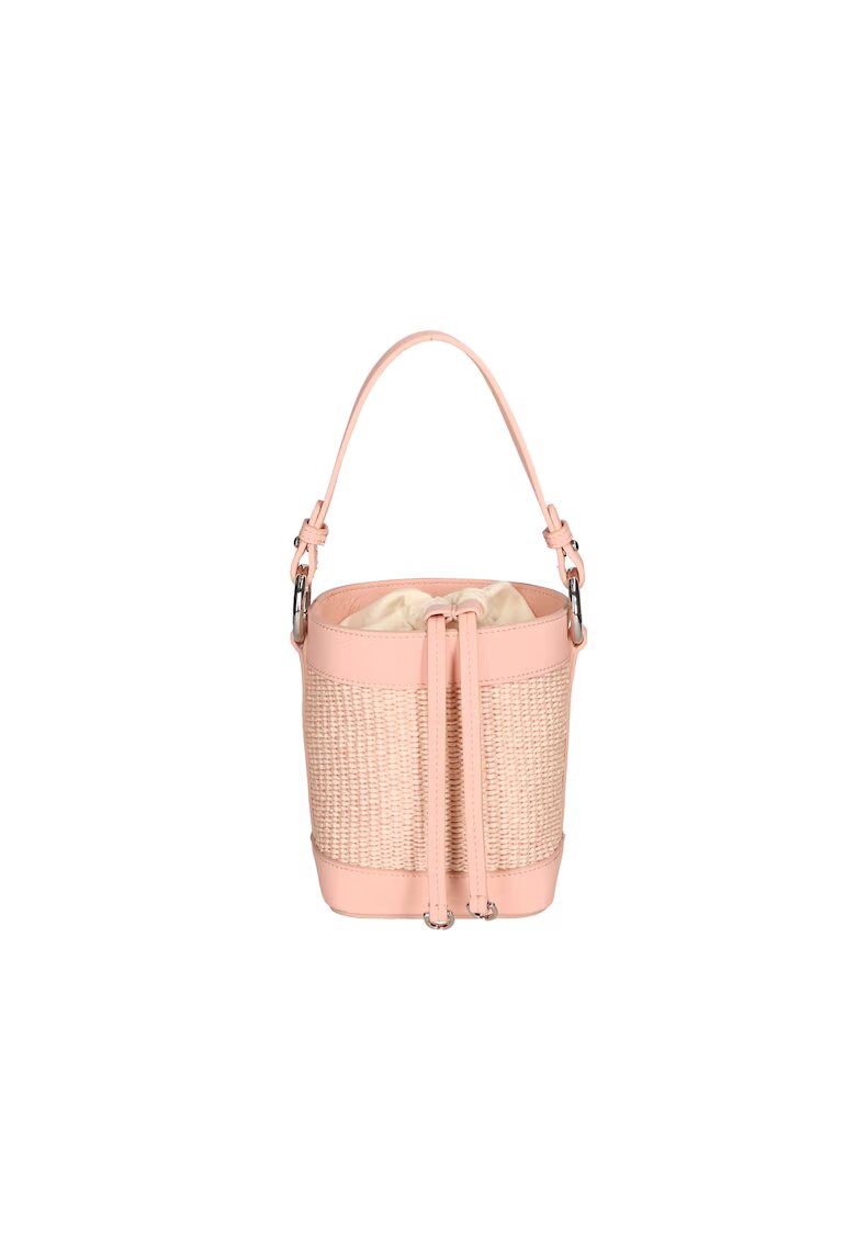 Gave Lux Geanta bucket de paie si piele - Roz