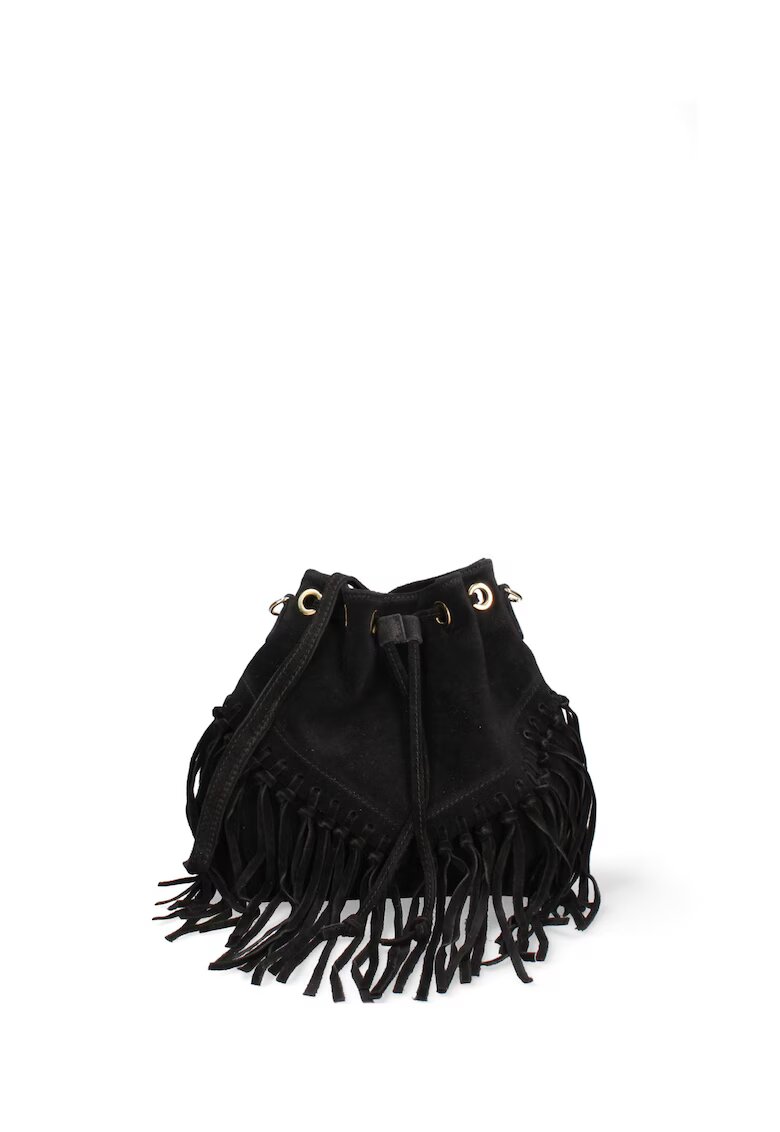 Gave Lux Geanta bucket din piele intoarsa Umbria Plus - Negru