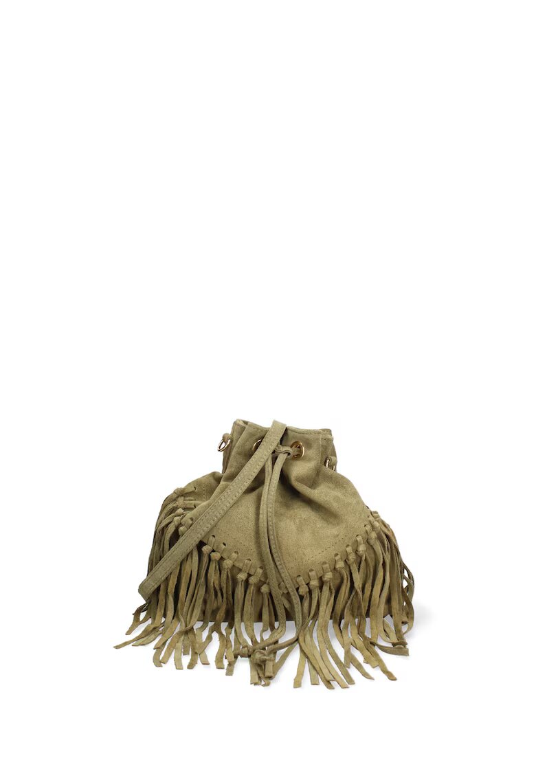 Gave Lux Geanta bucket din piele intoarsa Umbria Plus - Verde inchis