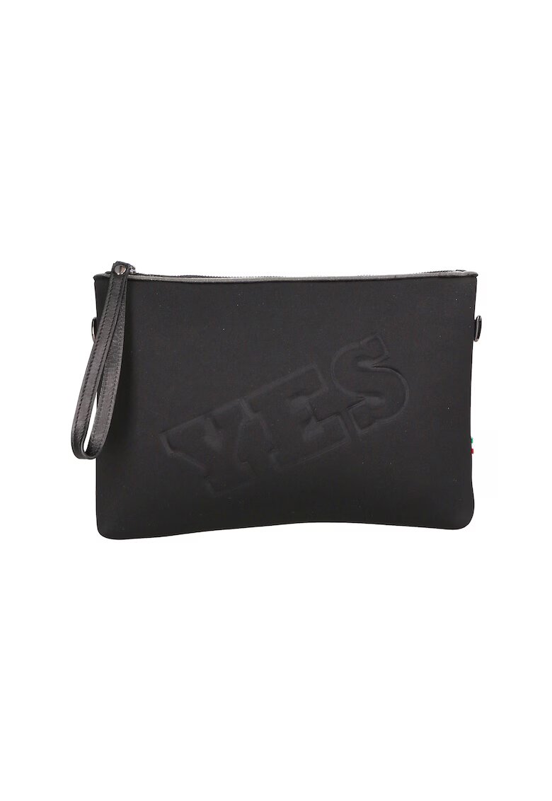 Gave Lux Geanta crossbody cu fermoar si text in relief - Alb/Negru