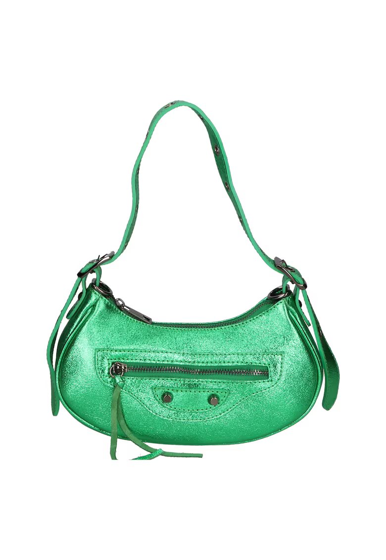 Gave Lux Geanta crossbody de piele cu aspect metalic - Verde inchis