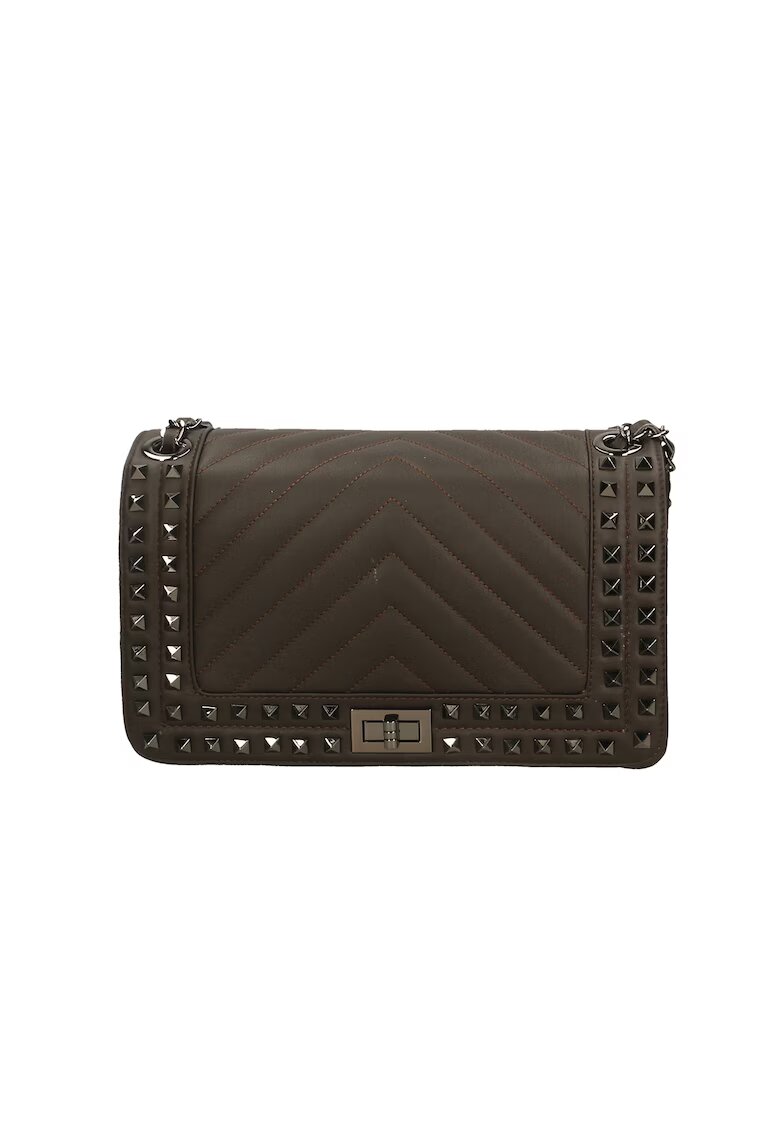 Gave Lux Geanta crossbody de piele cu clapa - Maro inchis