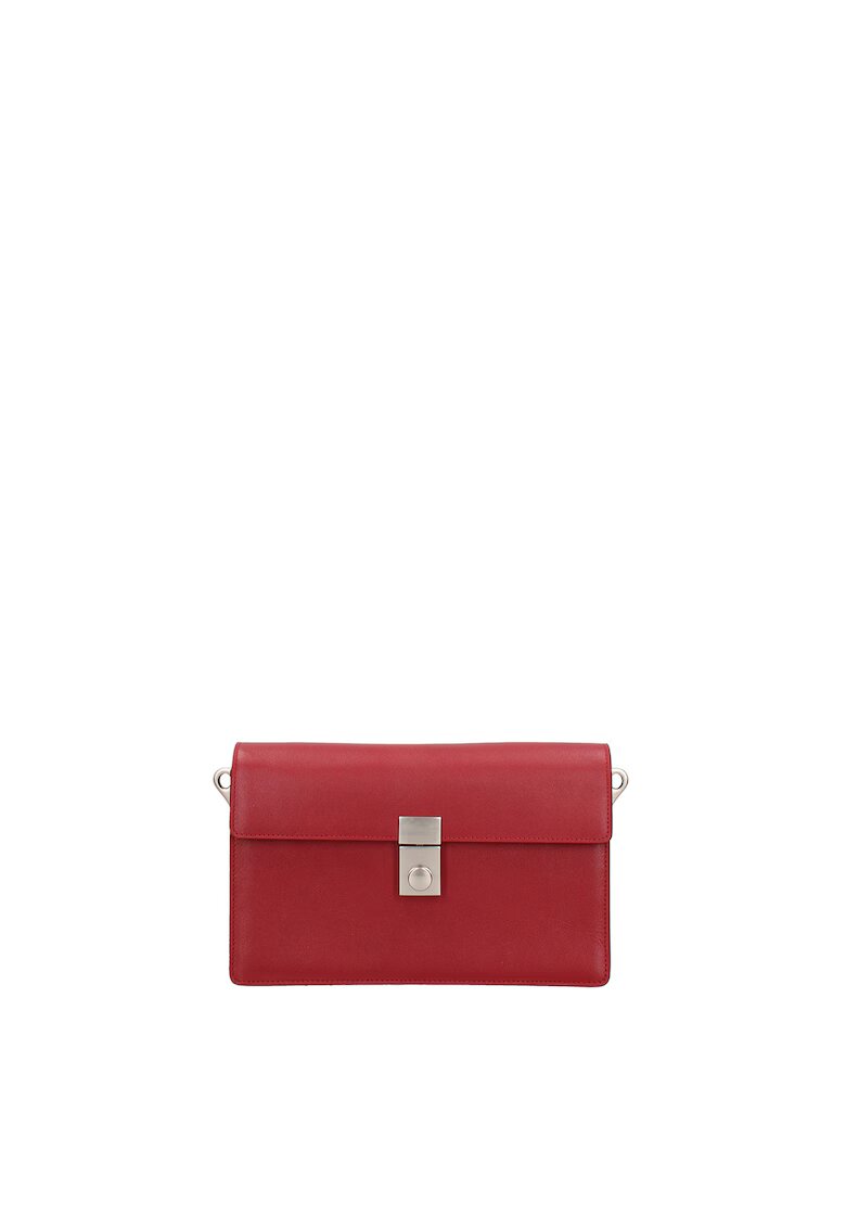 Gave Lux Geanta crossbody de piele cu clapa si bareta detasabila Valoria - Rosu inchis
