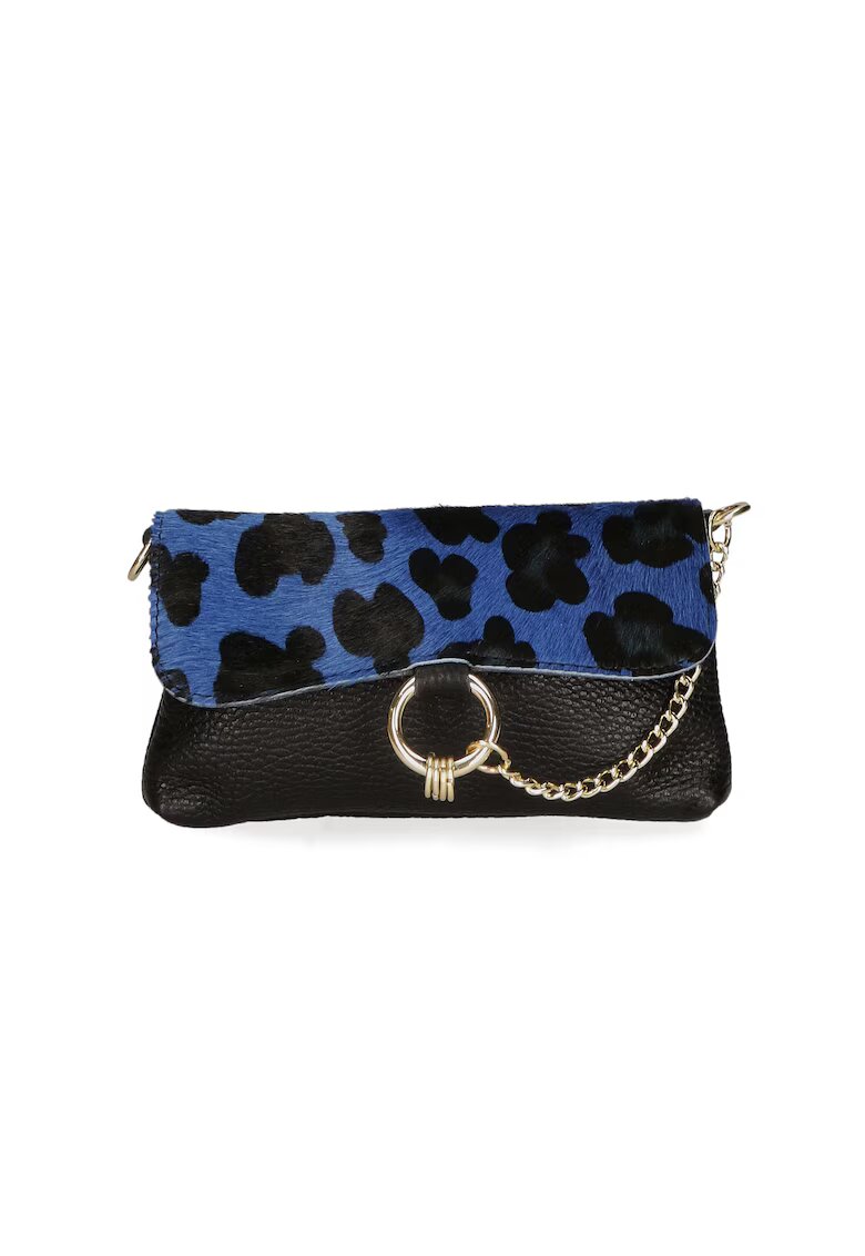 Gave Lux Geanta crossbody de piele cu detaliu lant - Negru - Albastru royal