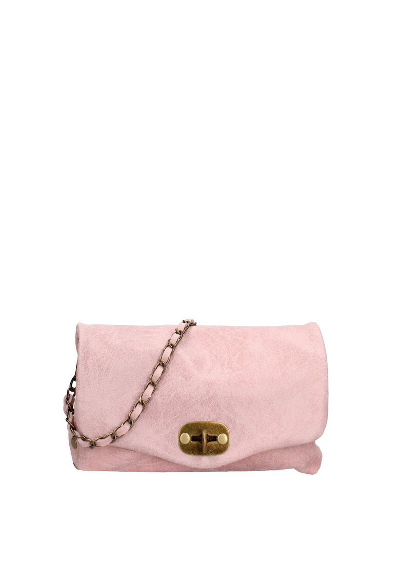 Gave Lux Geanta crossbody de piele cu inchidere metalica Floralla - Roz deschis