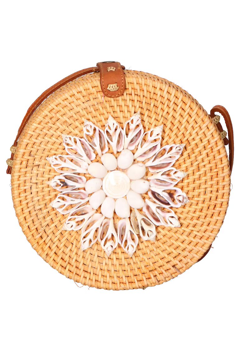Gave Lux Geanta crossbody din paie - Caramel/Alb murdar
