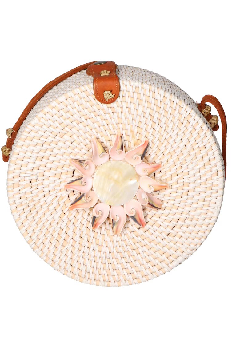 Gave Lux Geanta crossbody din paie - Roz deschis/Alb murdar