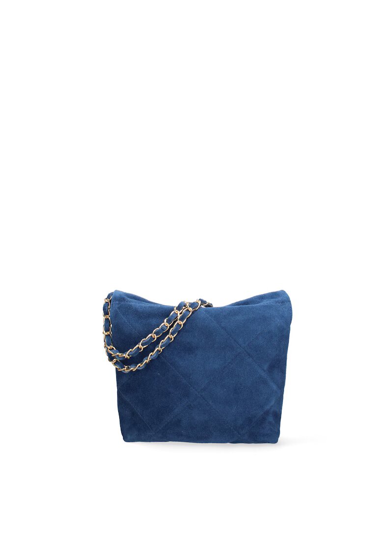 Gave Lux Geanta crossbody din piele intoarsa cu barete din lant Edera Plux - Albastru deschis