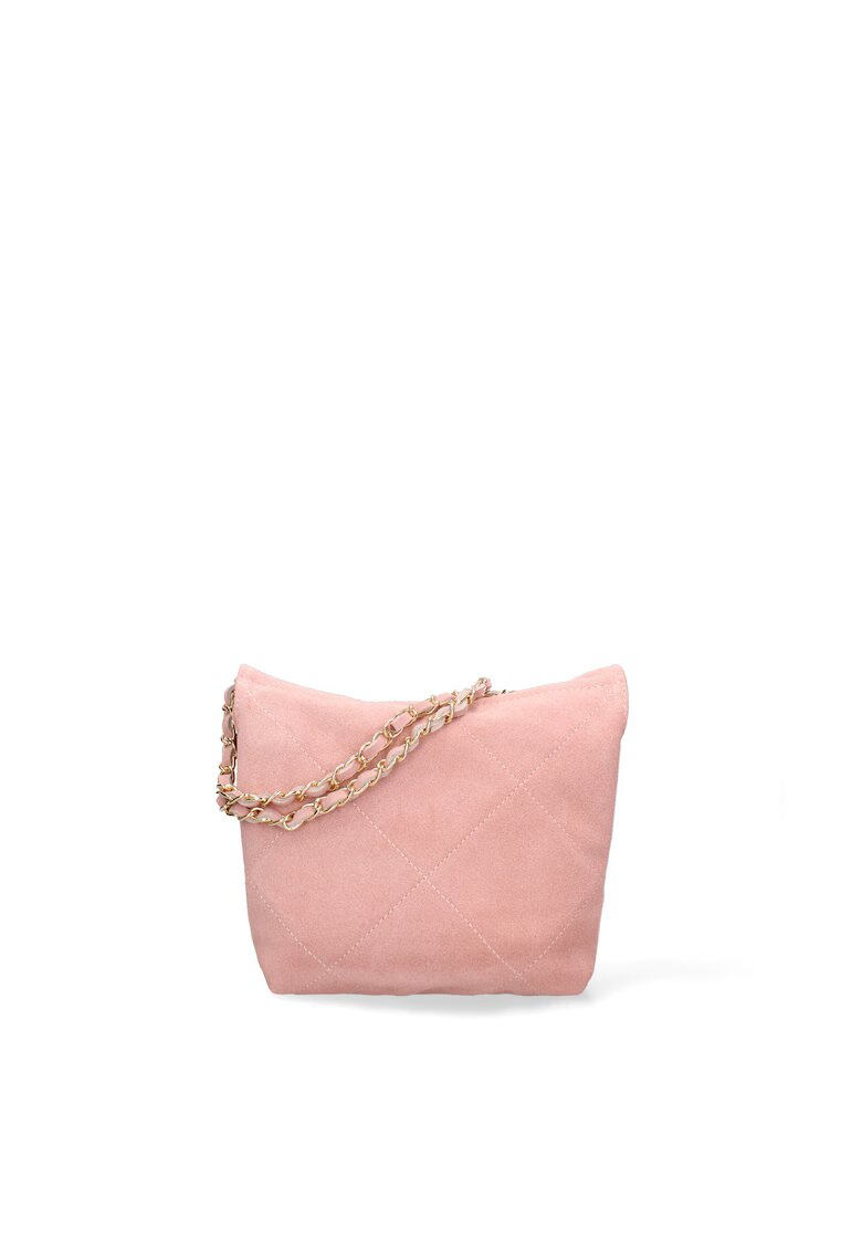Gave Lux Geanta crossbody din piele intoarsa cu barete din lant Edera Plux - Roz prafuit