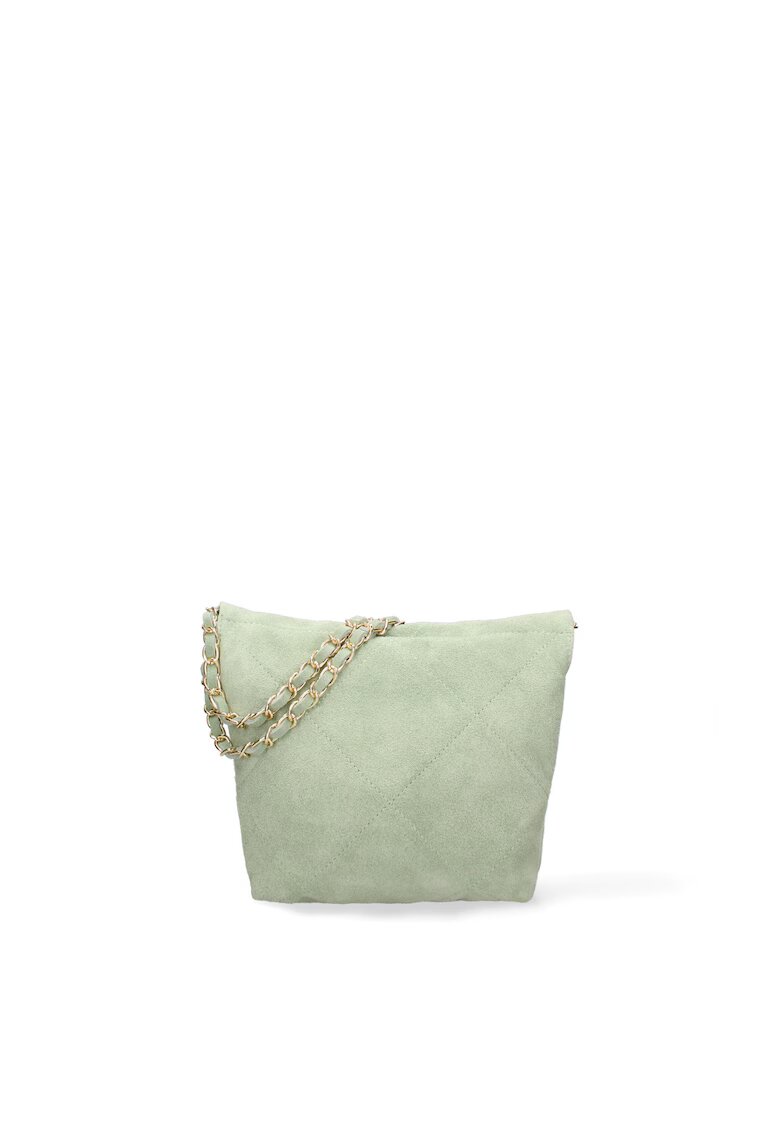 Gave Lux Geanta crossbody din piele intoarsa cu barete din lant Edera Plux - Verde menta